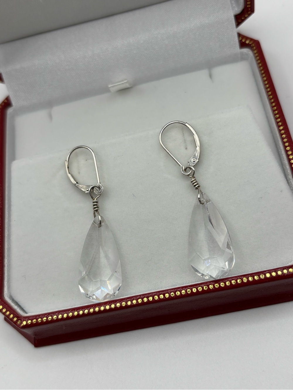 Crystal Teardrop Dangle Earrings with Sterling Silver
